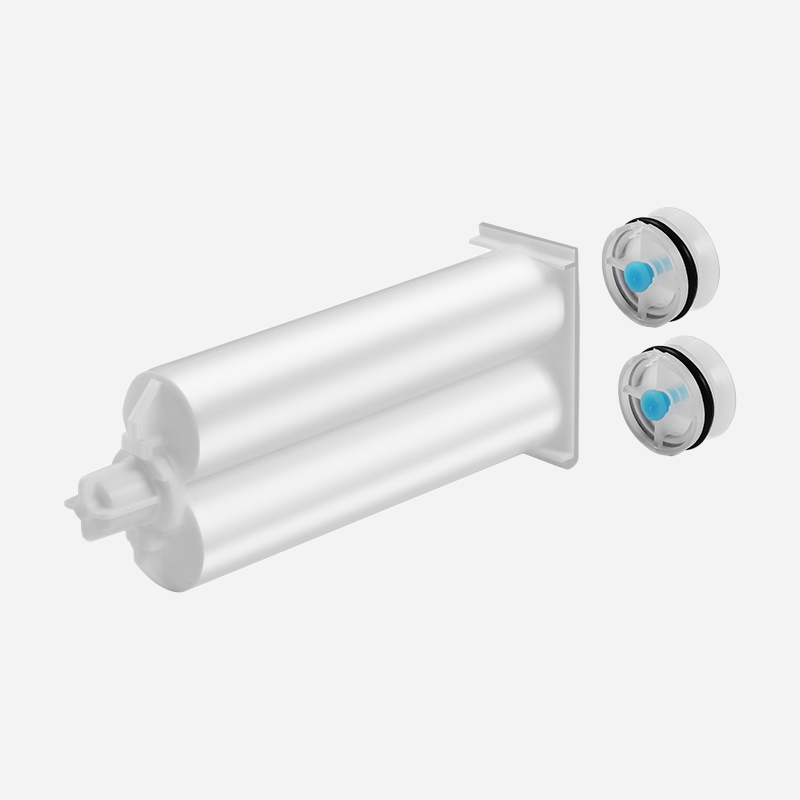 Kartusz dwuskładnikowy 1:1 50 ml System A do kleju / żywicy / silikonu / wypełniaczy, Zestaw tuba + tłok + nakrętka