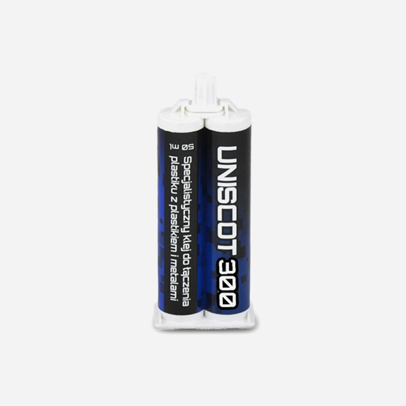 Klej metakrylowy MMA transparentny do tworzyw sztucznych i metali 1:1 50 ml / 400 ml Uniscot 300