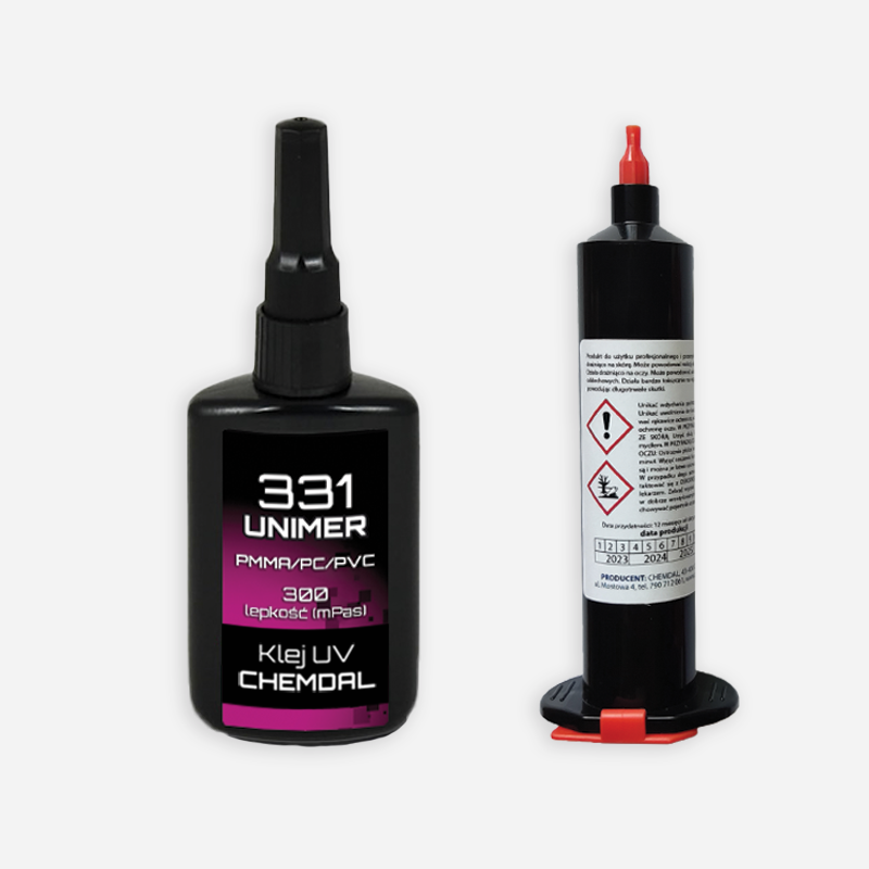 Klej UV do tworzyw / plastiku, pleksi, PC, PVC Unimer 331 o średniej gęstości