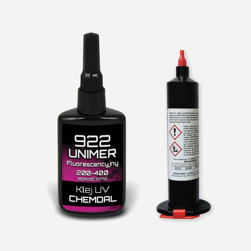 Klej UV fluorescencyjny do plastiku / tworzyw, metali, szkła Unimer 922