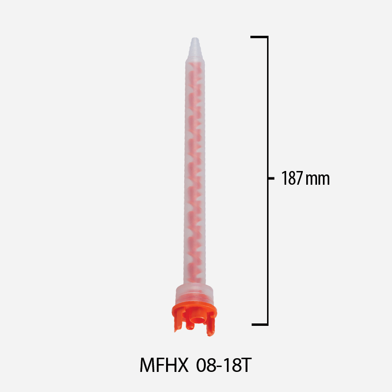 Mikser statyczny 4:1, 10:1 System F do kartuszy 400 ml / 490 ml, dł. 187mm śr. wew. 8mm, MFHX 08-18T
